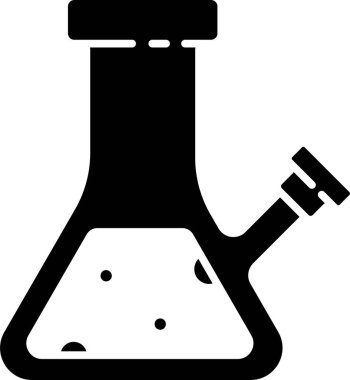 Beyaz arka planda marihuana veya kenevir ikonu içmek için siyah cam bong. Vektör İllüstrasyonu.