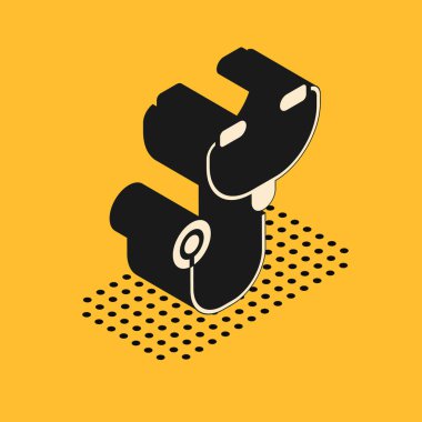 Isometric stetoskop tıbbi alet ikonu sarı arka planda izole edildi. Vektör İllüstrasyonu.