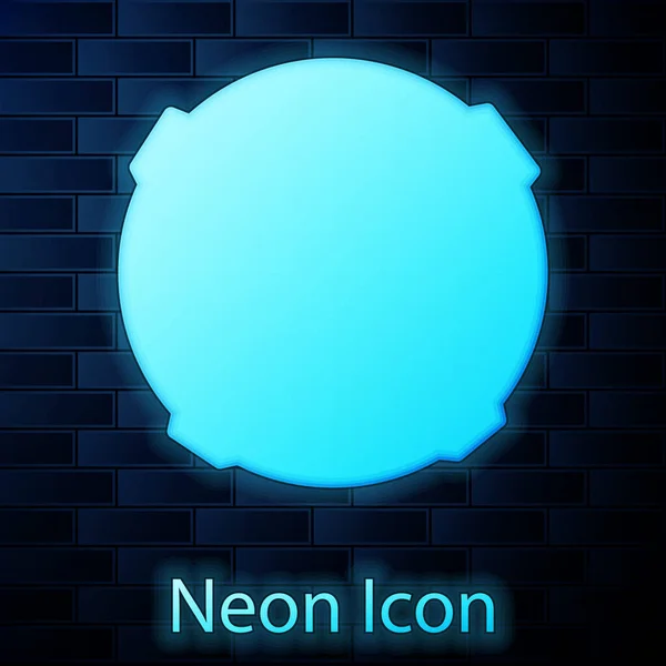 Glödande Neon Månen Ikon Isolerad Tegel Vägg Bakgrund Vektor Illustration — Stock vektor