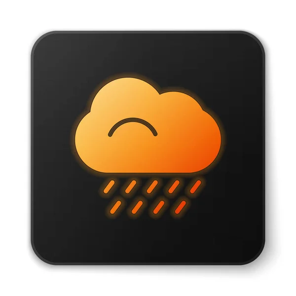Orange Leuchtende Neon Wolke Mit Regensymbol Auf Weißem Hintergrund Regenwolken — Stockvektor