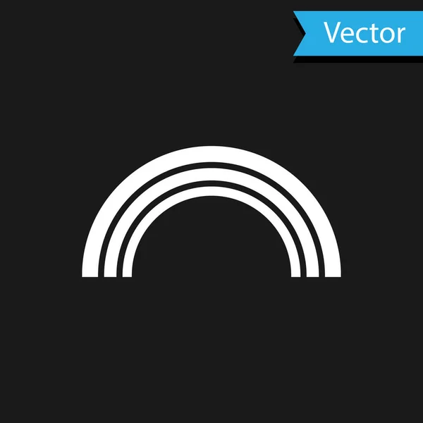 Weißes Regenbogen Symbol Isoliert Auf Schwarzem Hintergrund Vektorillustration — Stockvektor