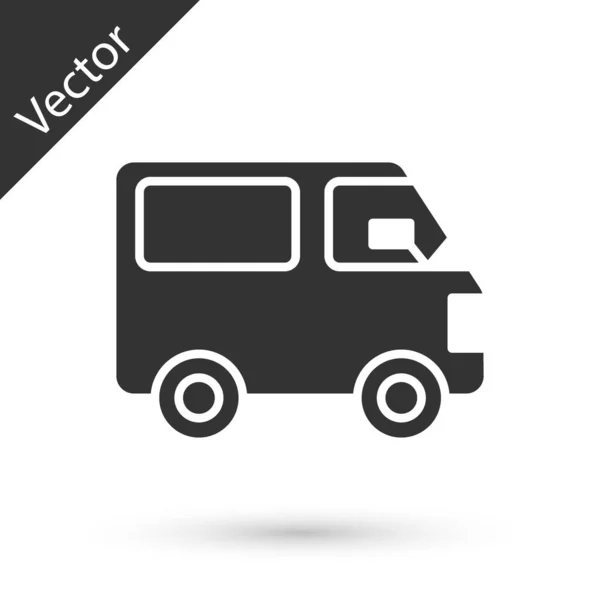 Grey Delivery Vrachtwagen Voertuig Pictogram Geïsoleerd Witte Achtergrond Vector Illustratie — Stockvector