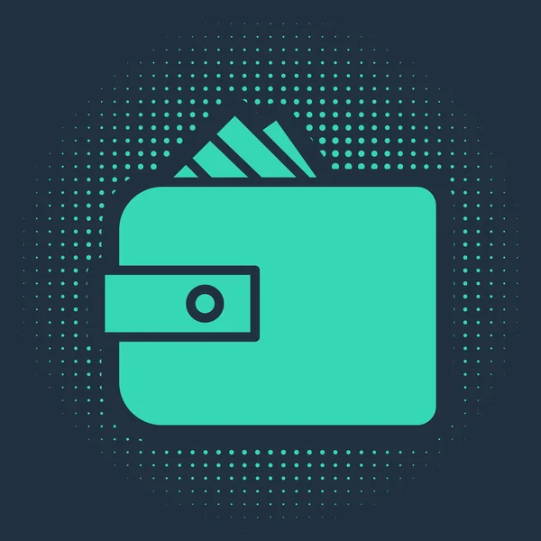 Zelená Peněženka Zásobníky Papírové Peníze Hotovost Ikona Izolované Modrém Pozadí — Stockový vektor