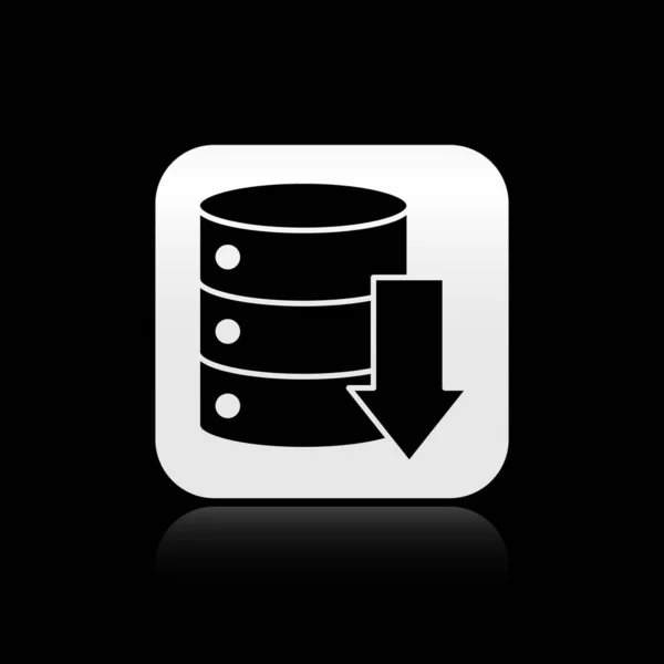 Black Server Data Web Hosting Ikon Isolert Svart Bakgrunn Sølvfirkant – stockvektor