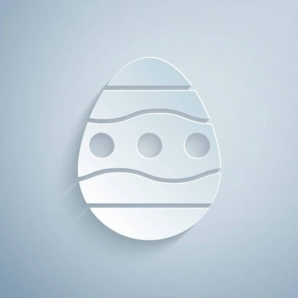 Kağıt Kesiği Paskalya Yumurtası Simgesi Gri Arka Planda Izole Edilmiş — Stok Vektör