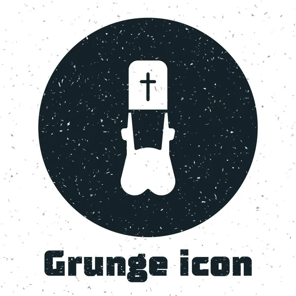 Icono Grunge Priest Aislado Sobre Fondo Blanco Dibujo Vintage Monocromo — Archivo Imágenes Vectoriales