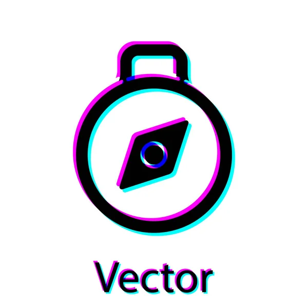Černá Ikona Kompas Izolované Bílém Pozadí Windrose Navigační Symbol Znamení — Stockový vektor