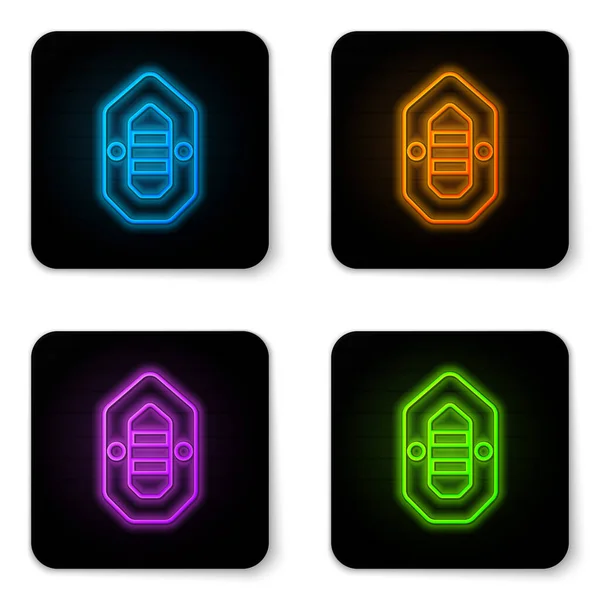 Glowing Neon Rafting Boat Icon Isolated White Background Inflatable Boat — Stock Vector