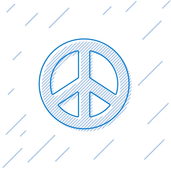 Ligne Bleue Icône Paix Isolée Sur Fond Blanc Symbole Hippie — Image vectorielle