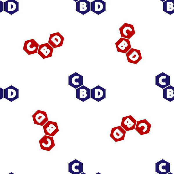 Modrá Červená Ikona Molekuly Konopí Izolované Bezešvé Vzor Bílém Pozadí — Stockový vektor