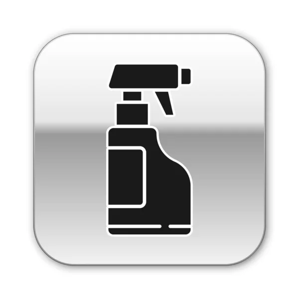 Frasco Spray Limpeza Preto Com Ícone Líquido Detergente Isolado Fundo —  Vetores de Stock