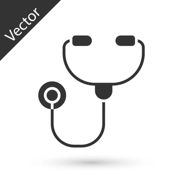 Grijze Stethoscoop Medisch Instrument Icoon Geïsoleerd Witte Achtergrond Vector Illustratie — Stockvector
