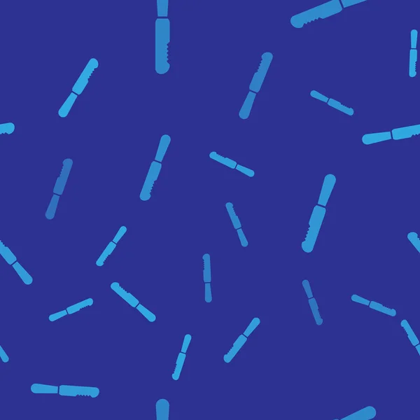 青使い捨てプラスチックナイフアイコン青の背景にシームレスなパターンを隔離 ベクターイラスト — ストックベクタ