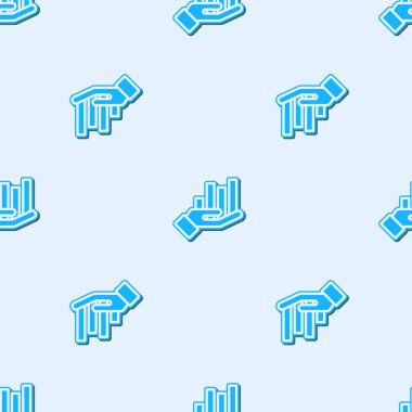 Mavi çizgi pasta grafiği bilgi simgesi gri arkaplanda izole edilmiş pürüzsüz desen. Diyagram çizelgesi. Vektör İllüstrasyonu.