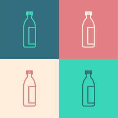 Popüler sanat çizgisi kremi ya da losyon kozmetik tüp ikonu renk arka planında izole edilmiş. Erkekler için vücut bakım ürünleri. Vektör İllüstrasyonu.