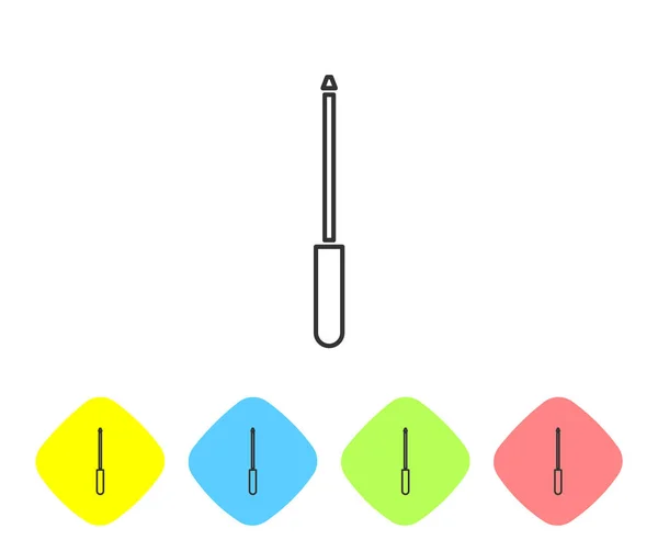 Graue Linie Messer Spitzer Symbol Isoliert Auf Weißem Hintergrund Setzen — Stockvektor