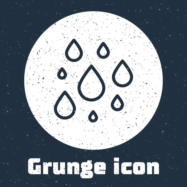 Línea Grunge Icono Gota Agua Aislado Sobre Fondo Gris Dibujo — Vector de stock