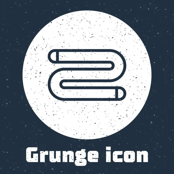 Grunge Line Handtuch Symbol Isoliert Auf Grauem Hintergrund Monochrome Vintage — Stockvektor