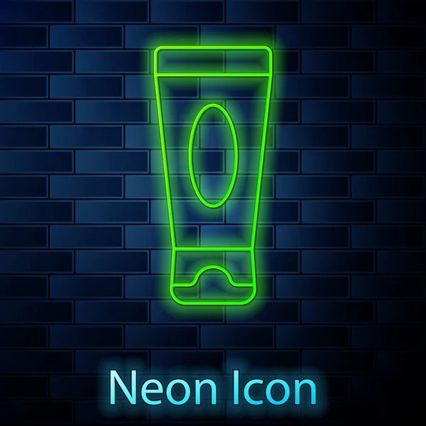 Leuchtende Neon Linie Creme Oder Lotion Kosmetikröhre Symbol Isoliert Auf — Stockvektor