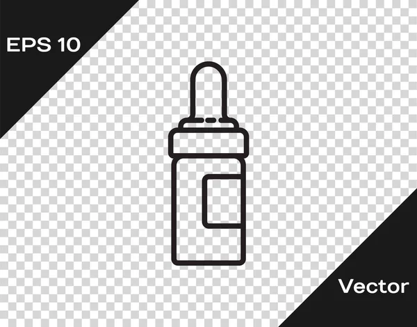 Línea Negra Barba Bigotes Cuidado Icono Botella Aceite Aislado Sobre — Vector de stock