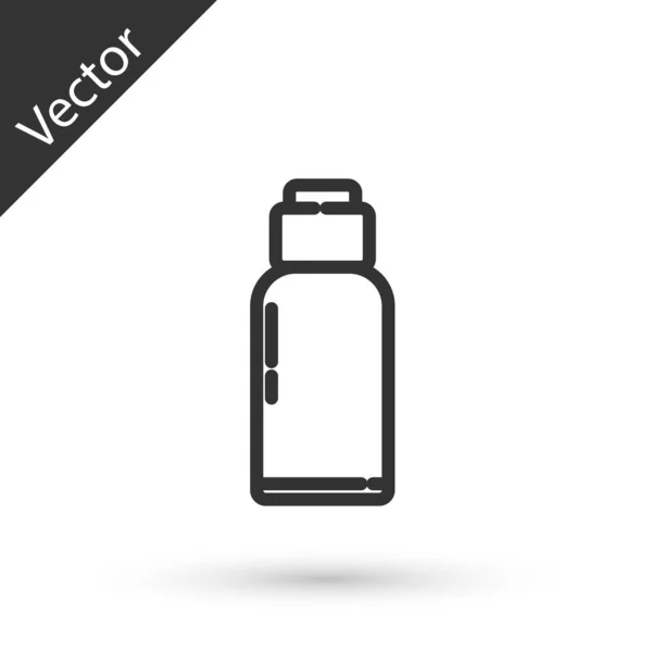 Grey Line Canteen Water Bottle Icon Isolated White Background Tourist — Stock Vector