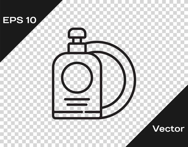 Schwarze Linie Spülmittel Flasche Und Teller Symbol Isoliert Auf Transparentem — Stockvektor
