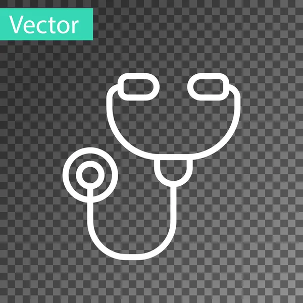 White Line Stethoscope Medical Instrument Icon Isolated Transparent Background Vector — Stock Vector