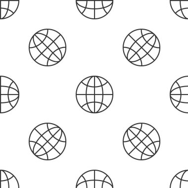 Gri çizgi dünya ikonu beyaz arka planda kusursuz deseni izole etti. Yerküreye iğnele. Vektör İllüstrasyonu.