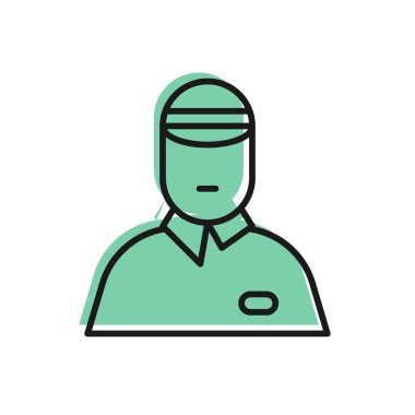 Siyah çizgi satıcı simgesi beyaz arkaplanda izole edildi. Vektör İllüstrasyonu.