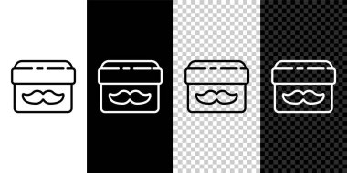 Çizgi krem ya da losyon kozmetik kavanozu simgesini siyah beyaz arkaplanda izole et. Erkekler için vücut bakım ürünleri. Vektör İllüstrasyonu.