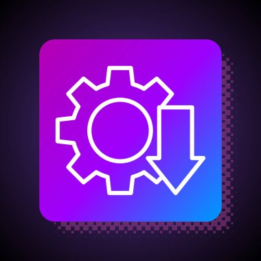 Beyaz çizgi Maliyet azaltma simgesi siyah arkaplanda izole edildi. Kare renk düğmesi. Vektör İllüstrasyonu.