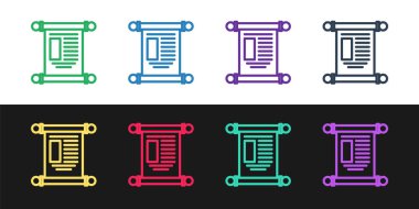 KHK, kağıt, parşömen, kaydırma simgesi siyah beyaz arkaplanda izole edildi. Çin parşömeni. Vektör İllüstrasyonu.