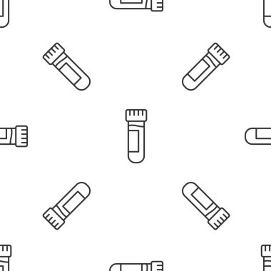 Gri çizgi test tüpü ya da kan ikonlu matara beyaz arka planda izole edilmiş pürüzsüz desen. Laboratuvar, kimyasal, bilimsel cam levha. Vektör İllüstrasyonu.