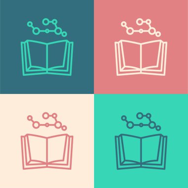 Pop Art Line Açık Kitap simgesi renk arkaplanında izole edildi. Vektör İllüstrasyonu.