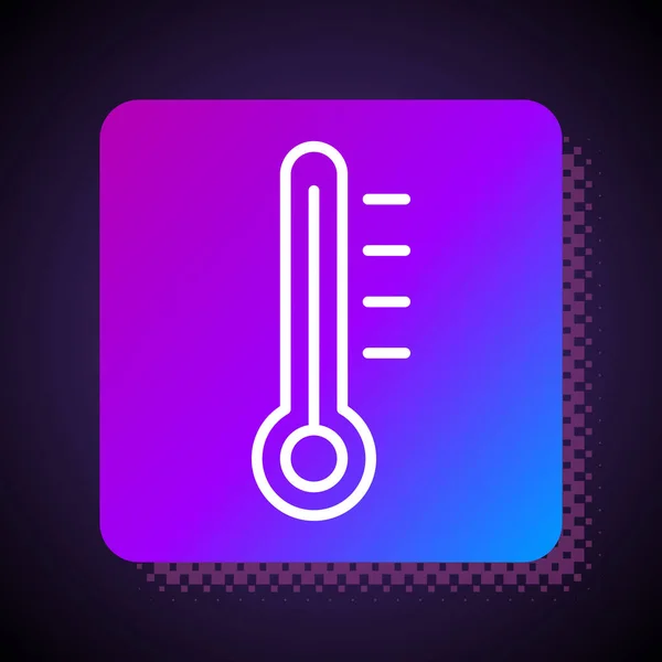 白い線黒の背景に隔離された気象温度計のアイコン 高温または低温を示す温度計機器 正方形の色ボタン ベクターイラスト — ストックベクタ