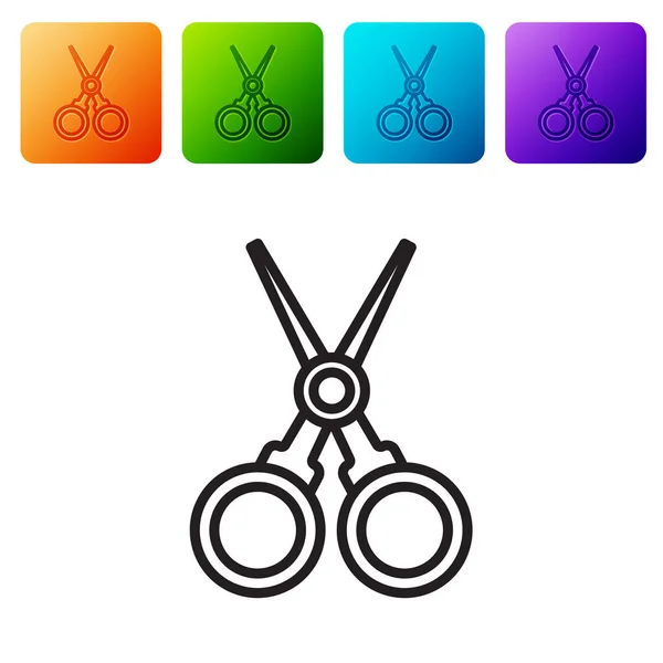 Black Line Scissors Friseursymbol Isoliert Auf Weißem Hintergrund Friseur Modesalon — Stockvektor