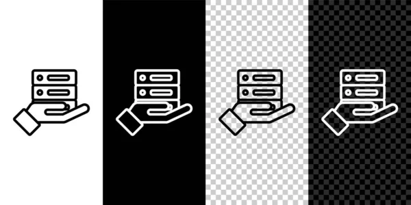 Set Line Server Data Web Hosting Icon Isolated Black White — Stock Vector