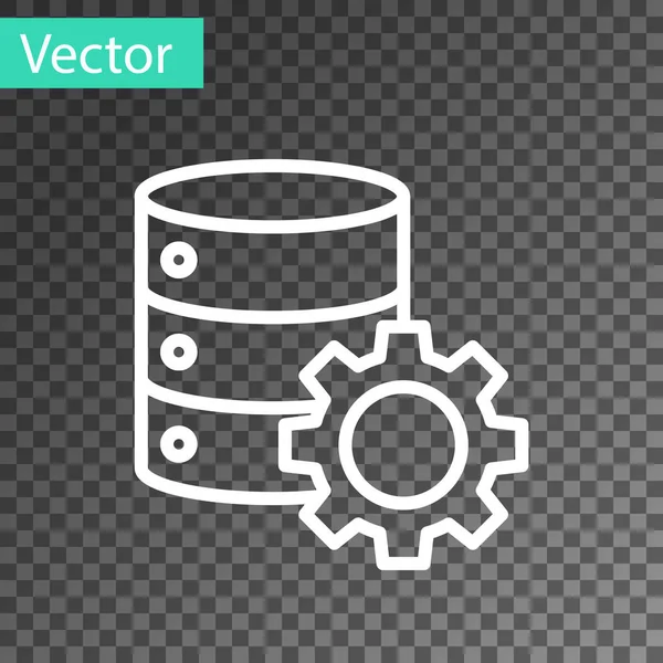 Fehér Vonal Szerver Fogaskerék Ikon Elszigetelt Átlátszó Háttérrel Alkalmazás Beállítása — Stock Vector