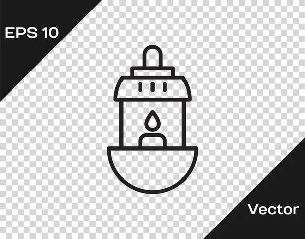 Ligne Noire Icône Lanterne Ramadan Kareem Isolé Sur Fond Transparent — Image vectorielle