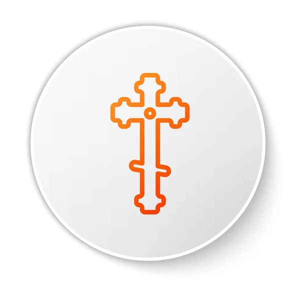 Orange Linje Christian Kors Ikon Isolerad Vit Bakgrund Kyrkorset Vit — Stock vektor