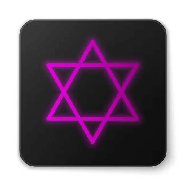 데이비드 아이콘의 Glowing Neon Line Star 배경에서 분리되었다 종교의 이스라엘의 — 스톡 벡터