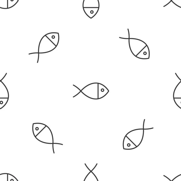 Ligne Grise Symbole Poisson Chrétien Icône Isolé Motif Sans Couture — Image vectorielle