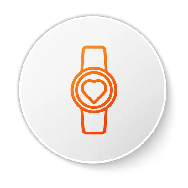 Orange Line Smart Watch Отображает Значок Частоты Сердечных Сокращений Белом — стоковый вектор