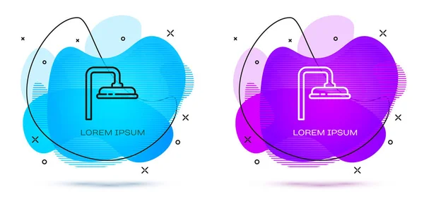 Ligne Pommeau Douche Avec Gouttes Eau Coulant Icône Isolée Sur — Image vectorielle