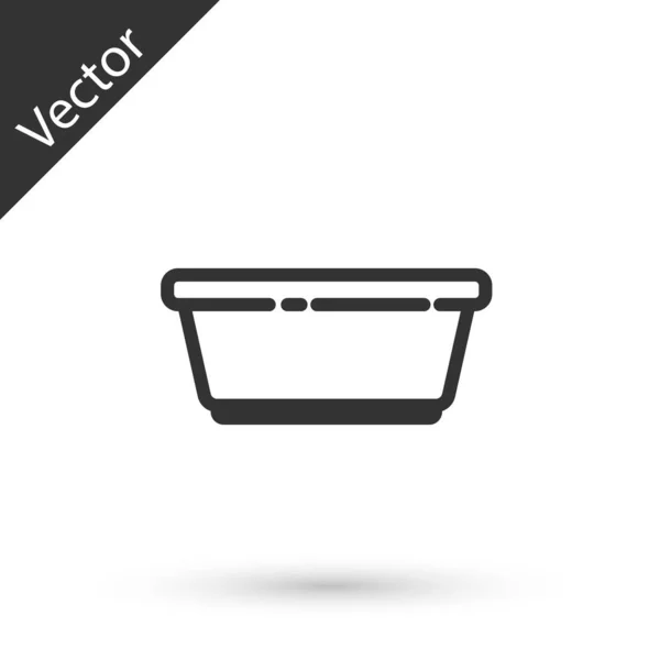 Grey Line Plastic Basin Icon Isolated White Background Bowl Water — Stock Vector