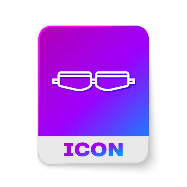 White Line Safety Goggle Glasses Icon Isolated White Background Rectangle — Stock Vector