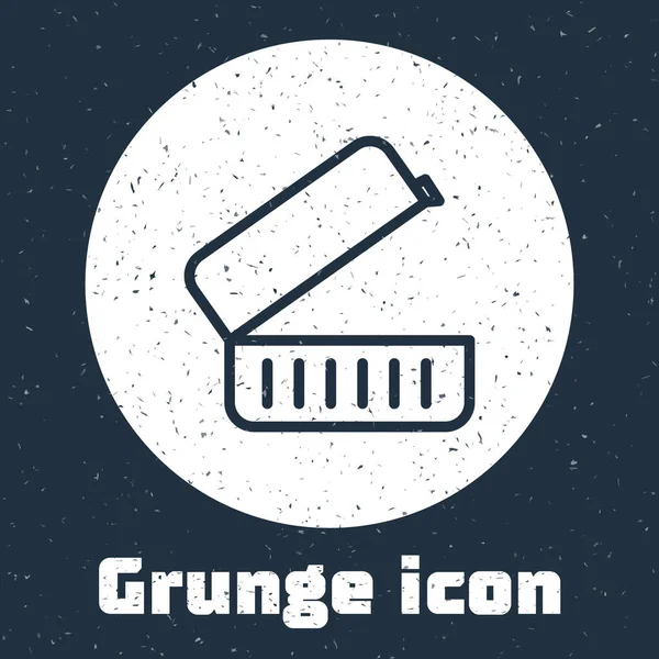 Línea Grunge Icono Lonchera Aislado Sobre Fondo Gris Dibujo Vintage — Vector de stock