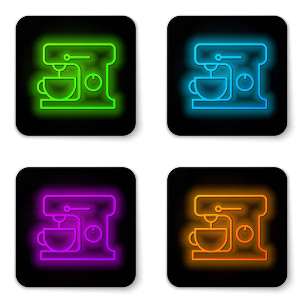 Glowing Neon Line Electric Mixer Icon Isolated White Background Kitchen — Stock Vector