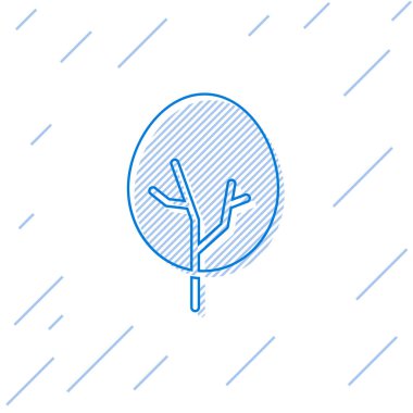 Beyaz arkaplanda mavi çizgi ağaç simgesi izole edildi. Orman sembolü. Vektör.