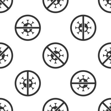 Gri Durak virüs ikonu beyaz arka planda izole edilmiş kusursuz desen. Corona virüsü 2019-nCoV. Bakteri ve mikroplar, hücre kanseri, mikrop, mantar. Vektör..